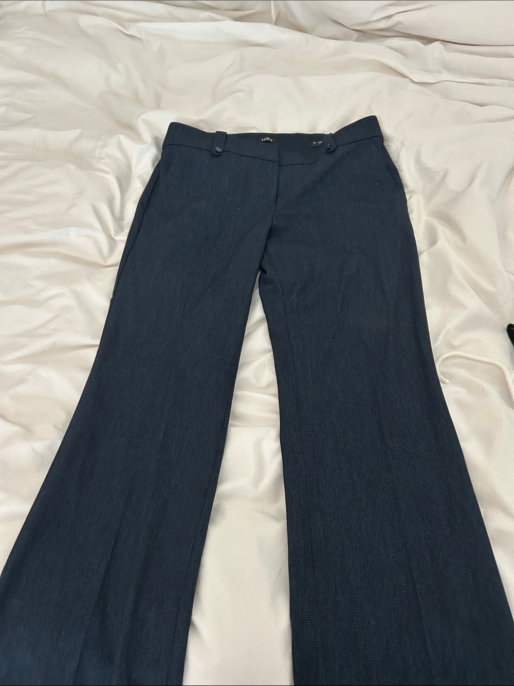 LOFT Navy Blue Wide-Leg Dress Pants